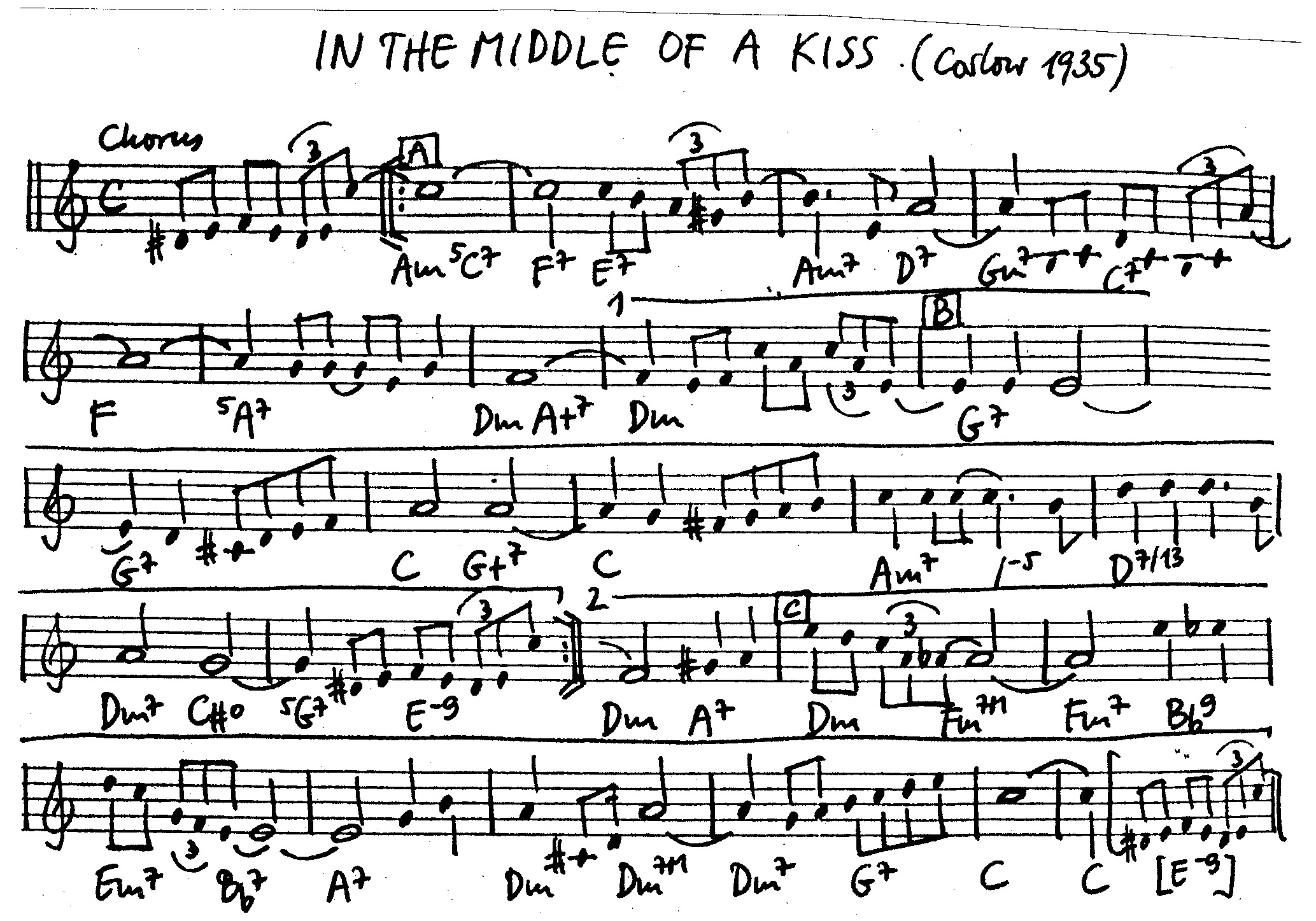 in the middle of a kiss leadsheet – book us for your next 20s or gatsby event